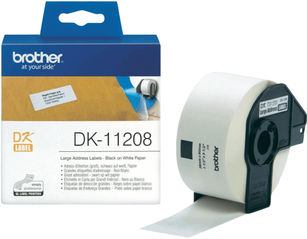 Brother DK11208 sort tekst / hvid original tape 400 stk.