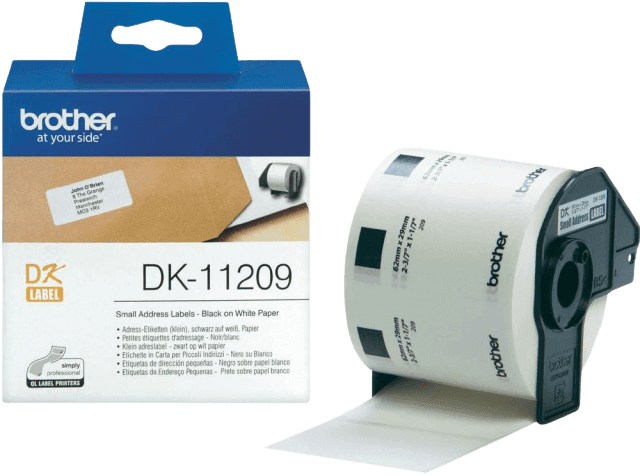 Brother DK-11209 sort/hvid original tape 800 stk