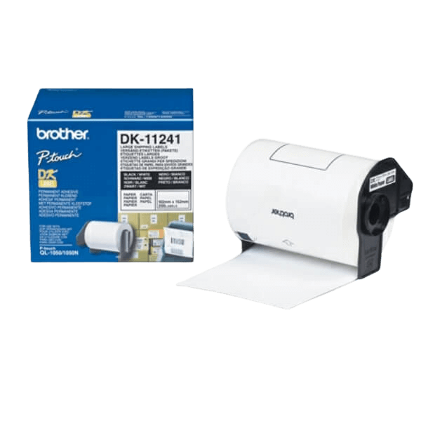 Brother DK11241 102 x 152 mm, 200 stk. Sort tekst / Hvid tape original (DK-11241)
