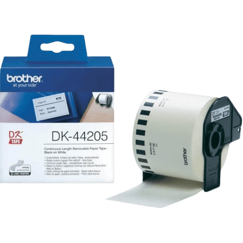 Brother DK44205 62 mm x 30 m Sort tekst / Hvid tape original (DK-44205)