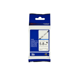 Brother HSE211 5,8 mm x 1,5 m Sort tekst / Hvid tape original (HS-E211)