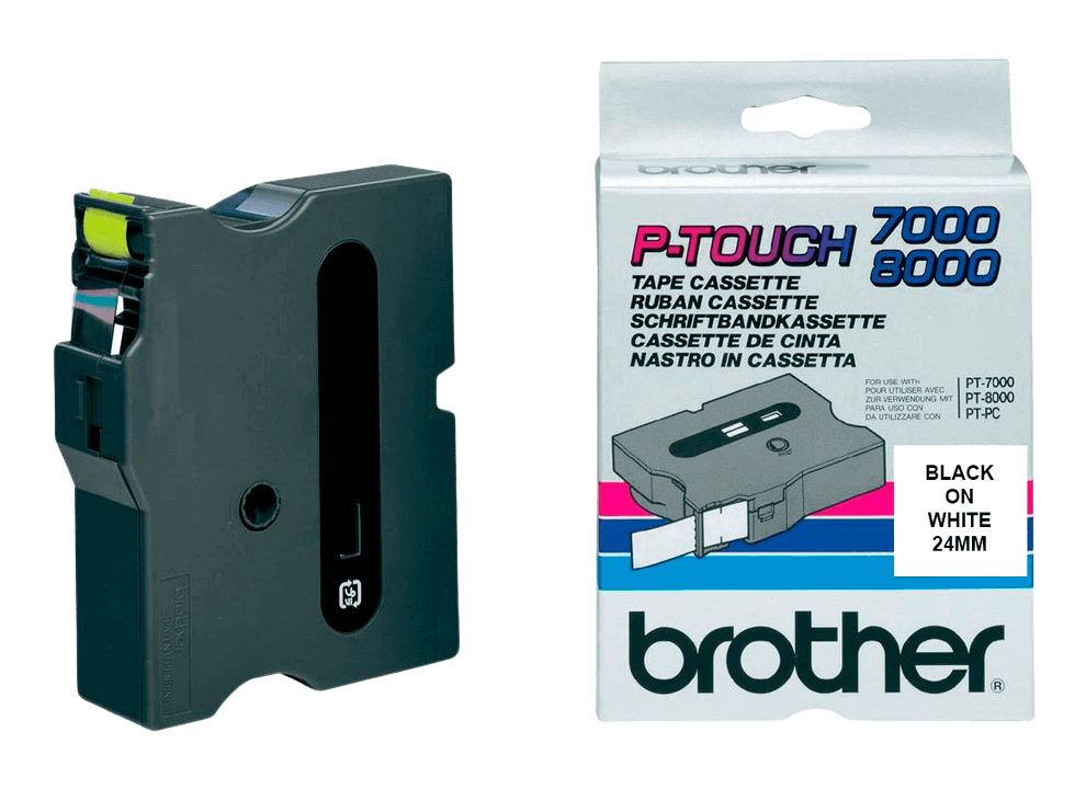 Brother TX251 24 mm x 15 m Sort tekst / Hvid tape original (TX-251)