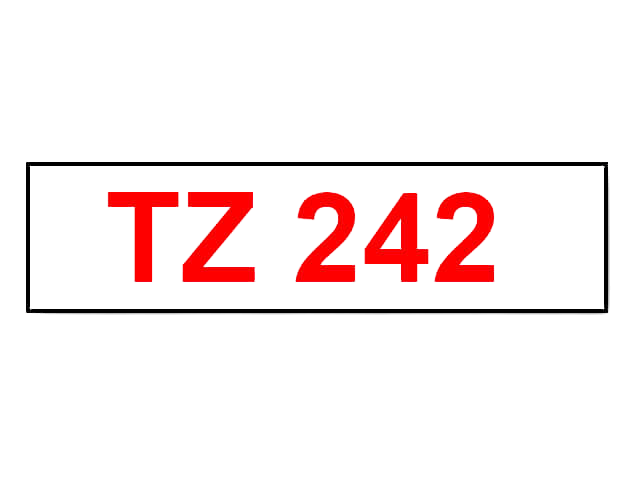 Brother TZe-242 18 mm x 8 m Rød tekst / Hvid tape kompatibel