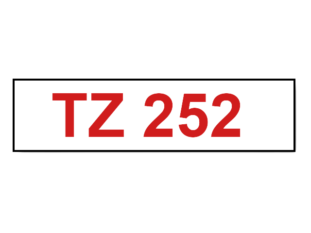 Brother TZe-252 24 mm x 8 m Rød tekst / Hvid tape kompatibel