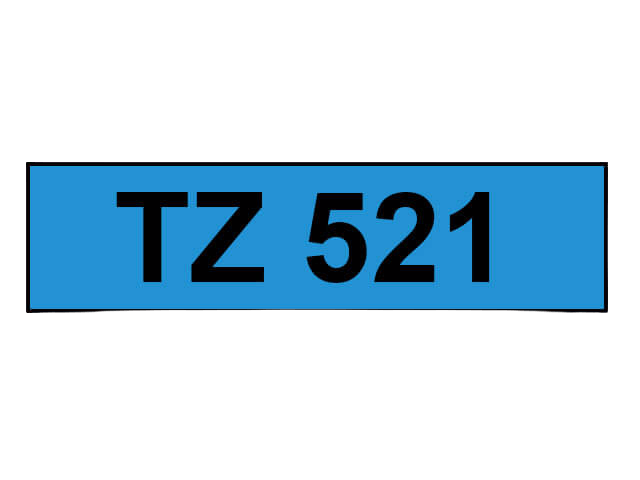 Brother TZe-521 9 mm x 8 m Sort Tekst / Blå Tape kompatibel