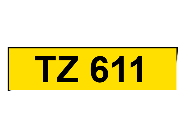 Brother TZe-611 6 mm x 8 m Sort tekst / Gul tape kompatibel