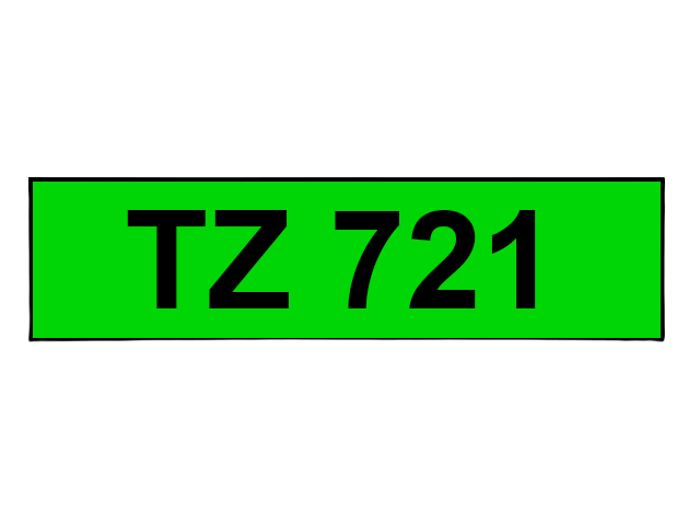 Brother TZe-721 9 mm x 8 m Sort tekst / Grøn tape kompatibel