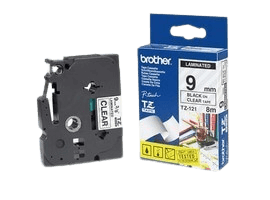 Brother TZe121 9 mm x 8 m Sort tekst / Klar tape original (TZ121)