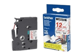 Brother TZ132 rød tekst/klar original tape 12 mm x 8 m