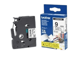 Brother TZe221 9 mm x 8 m Sort tekst / Hvid tape original (TZ221)