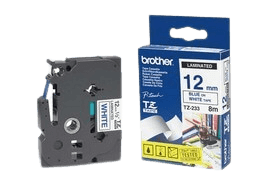 Brother TZe233 12 mm x 8 m Blå tekst / Hvid tape original (TZ233)