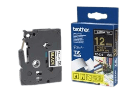 Brother TZe334 gul tekst / sort original tape 12 mm x 8 m