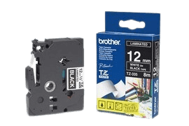 Brother TZe335 hvid tekst / sort original tape 12 mm x 8 m