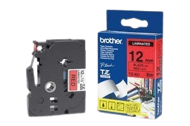 Brother TZe431 12 mm x 8 m Sort tekst / Rød tape original (TZ431)