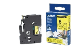 Brother TZe611 9 mm x 8 m Sort tekst / Gul tape original (TZ611)