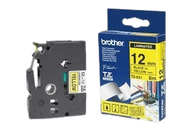 Brother TZe631 12 mm x 8 m Sort tekst / Gul tape original (TZ631)