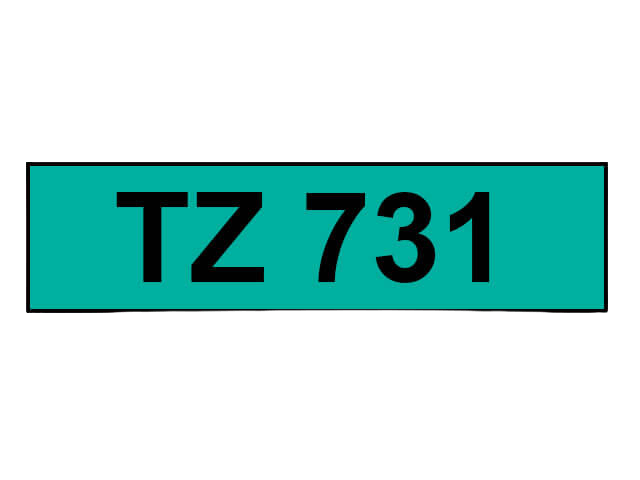 Brother TZe731 12 mm x 8 m Sort tekst / Grøn tape kompatibel
