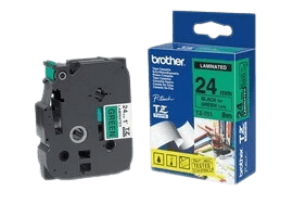 Brother TZe751 24 mm x 8 m Sort tekst / Grøn tape original (TZ751)