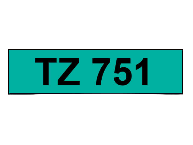 Brother TZe751 24 mm x 8 m Sort tekst / Grøn tape kompatibel
