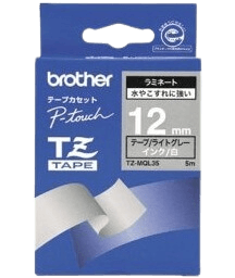 Brother TZEMQL35 12 mm x 5 m Hvid tekst / Lysegrå tape original (TZ-EMQL35)