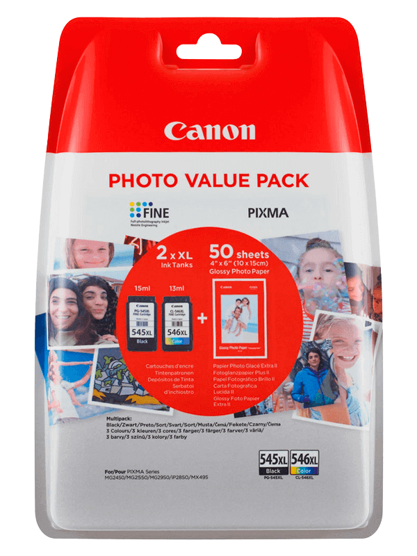Canon PG-545XL + CL-546XL + PAPIR CMYK original multipack 700 sider (8286B006)