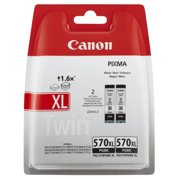 Canon PGI-570BKXLTP XL twin pack pigment sort original blækpatron 2 X 22 ml. (0318C007)