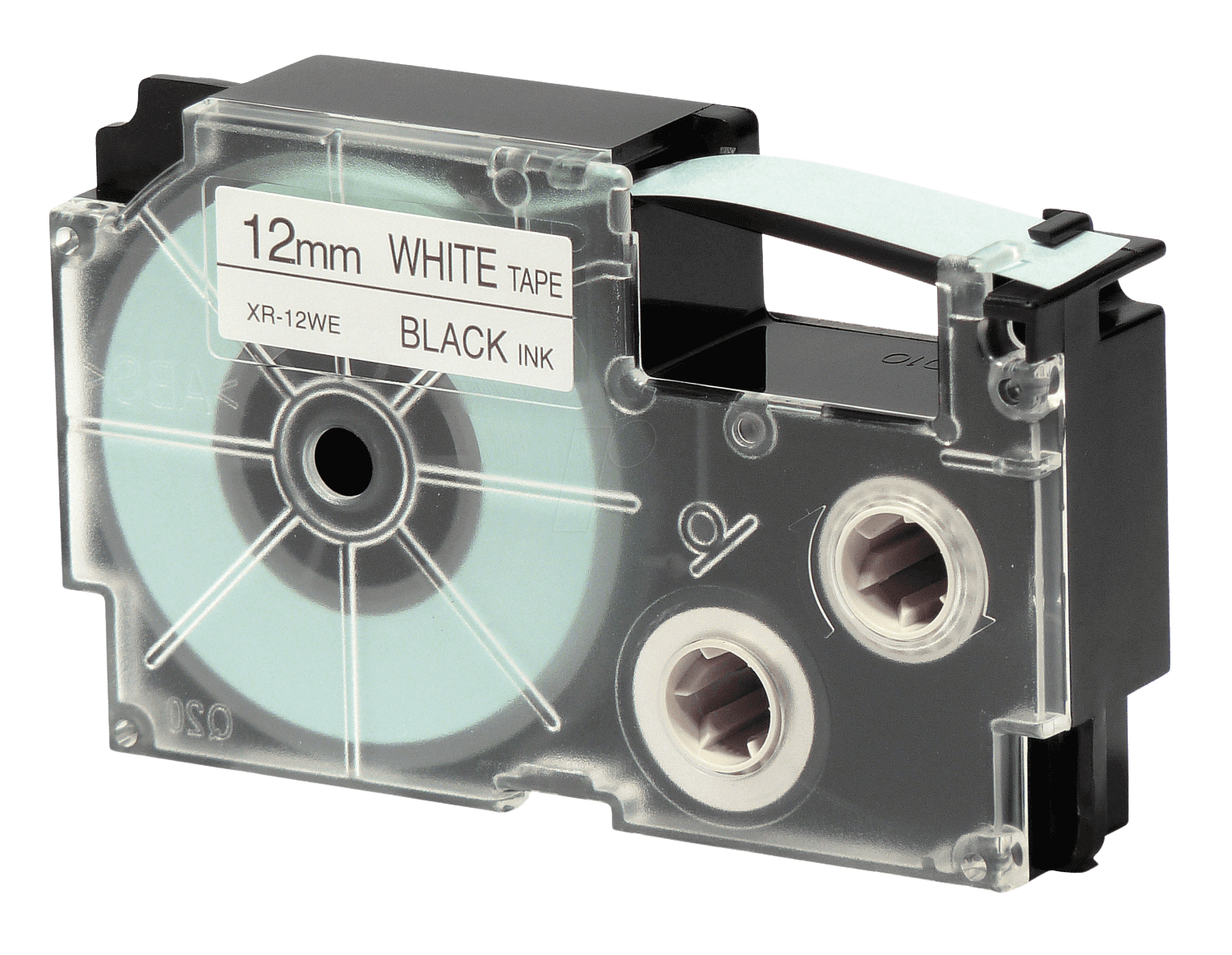 Casio XR-12WE 12 mm x 8 m Sort tekst / Hvid tape kompatibel