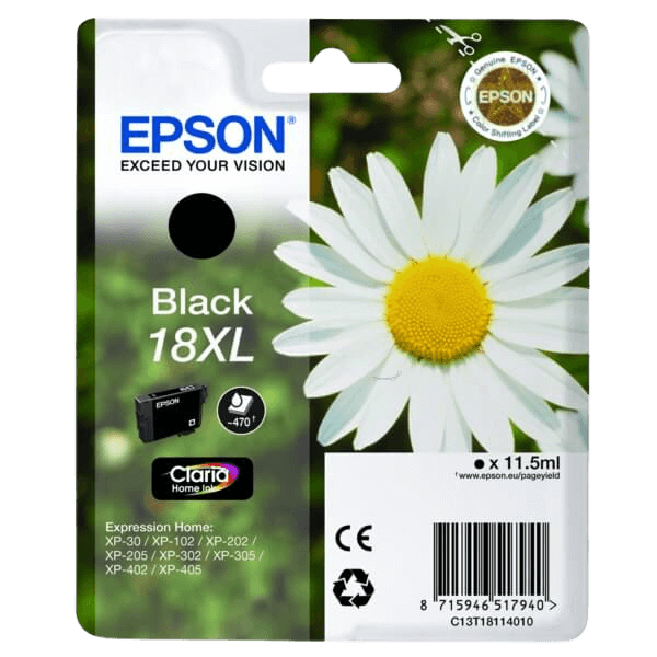 Epson 18 XL sort original blækpatron 11,5 ml. (C13T18114012)