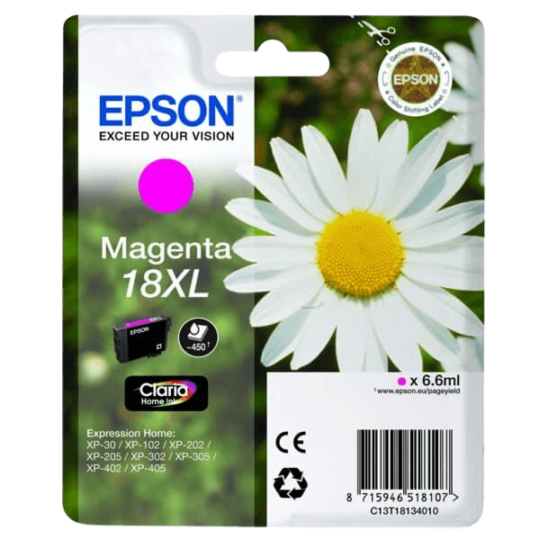 Epson 18 XL magenta original blækpatron 6,6 ml. (C13T18134012)