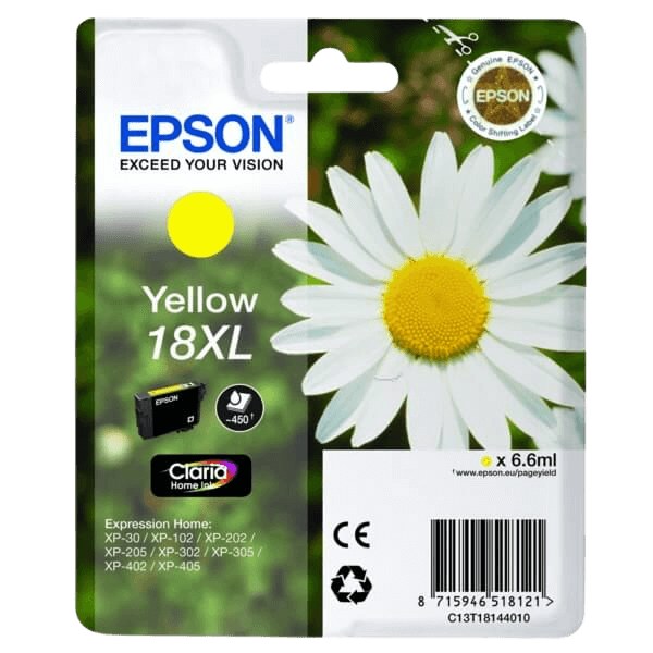 Epson 18 XL gul original blækpatron 6,6 ml. (C13T18144012)