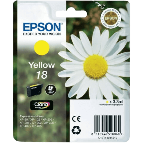 Epson 18 gul original blækpatron 3,3 ml. (C13T18044012)