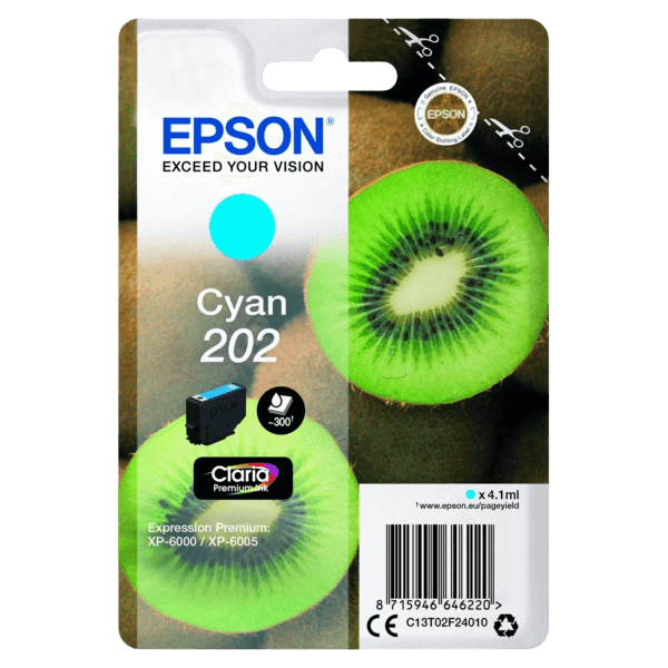 Epson 202 cyan original blækpatron 300 sider (C13T02F24010)
