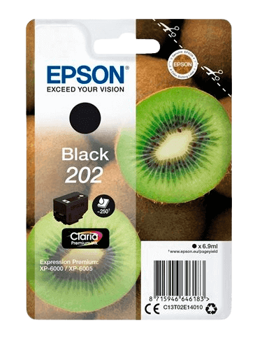 Epson 202 sort original blækpatron 6,9 ml. (C13T02E14010)