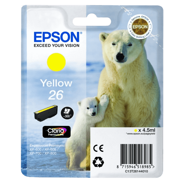 Epson 26 gul original blækpatron (C13T26144012)