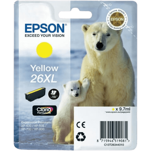 Epson 26 XL gul original blækpatron 9,7 ml. (C13T26344012)