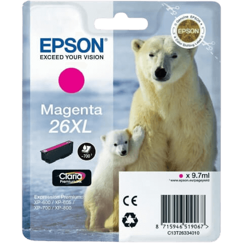 Epson 26 XL magenta original blækpatron 9,7 ml. (C13T26334012)