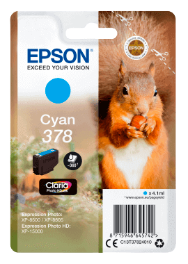 Epson 378 cyan original blækpatron 4,1 ml. (C13T37824010)
