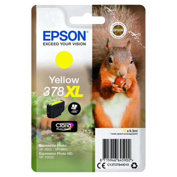 Epson 378 XL gul original blækpatron 830 sider (C13T37944010)