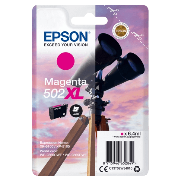 Epson 502XLM magenta original blækpatron 470 sider (C13T02W34010)
