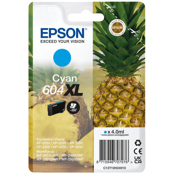 Epson 604XL cyan original blækpatron 4 ml. (C13T10H24010)