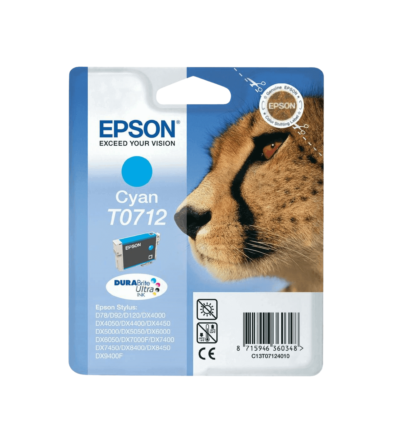 Epson T0712 cyan original blækpatron 5,5 ml. (C13T07124012)