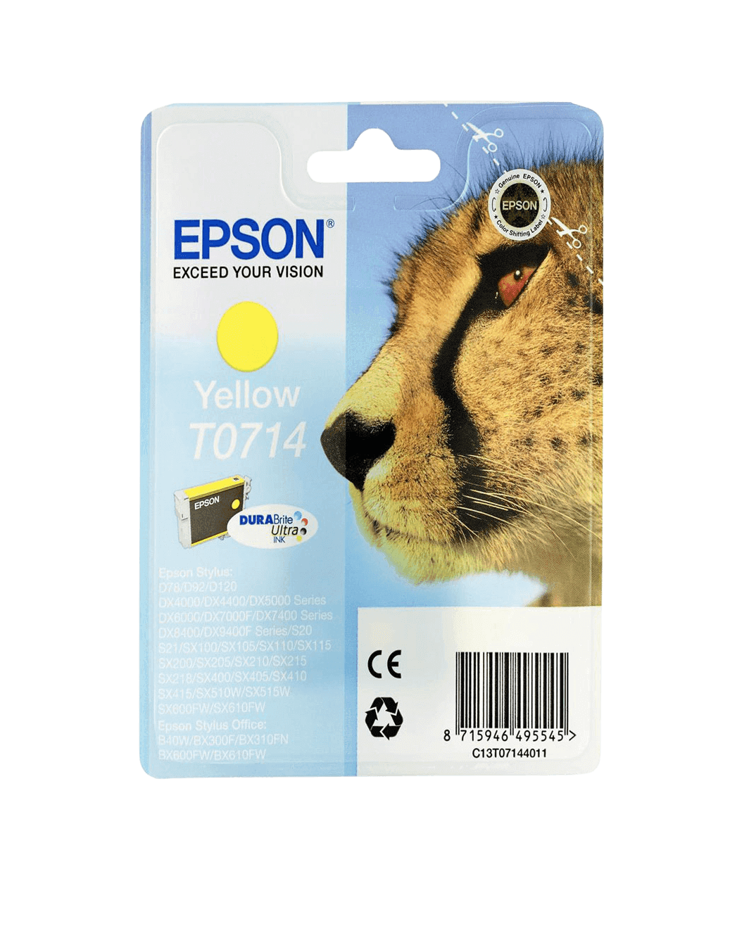 Epson T0714 gul original blækpatron 5,5 ml. (C13T07144012)