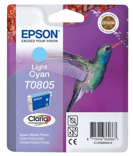 Epson T0805 lys cyan original blækpatron 7,4 ml. (C13T08054011)