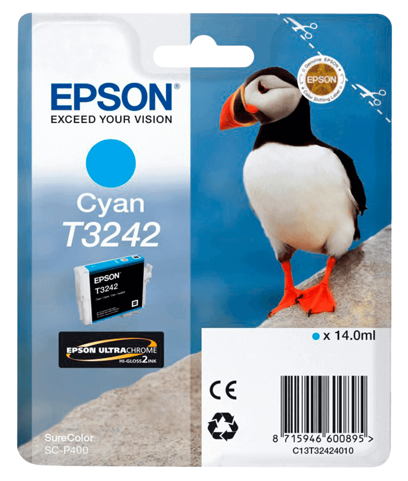 Epson T3242 cyan original blækpatron 14 ml. (C13T32424010)
