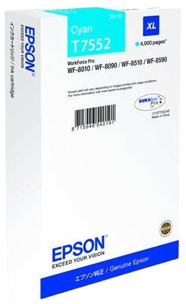 Epson T7552 XL cyan original blækpatron 39 ml. (C13T755240)