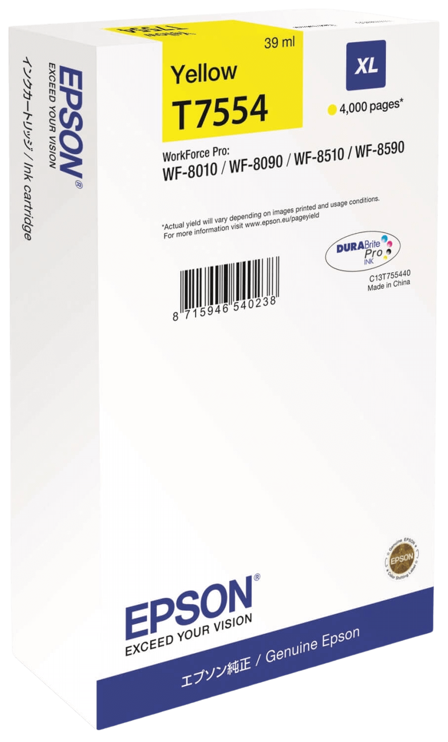 Epson T7554 XL gul original blækpatron 39 ml. (C13T755440)