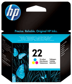 HP 22 3 farver i én original blækpatron 5 ml. (C9352AE)