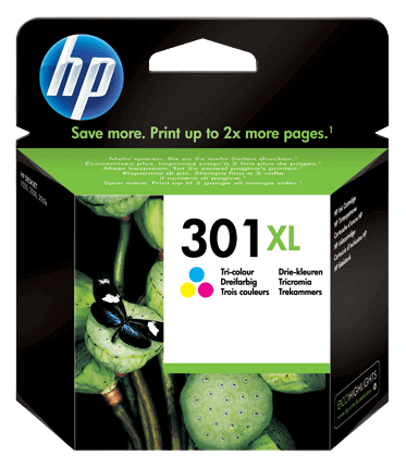 HP 301XL 3 farver i én original blækpatron 6 ml. (CH564EE)