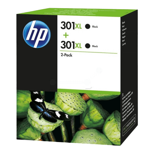 HP 301XL XL twin pack sort original blækpatron 2 x 480 sider (D8J45AE)