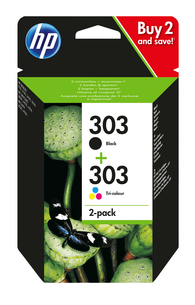 HP 303 CMYK original blækpatron 4 + 4 ml. (3YM92AE)